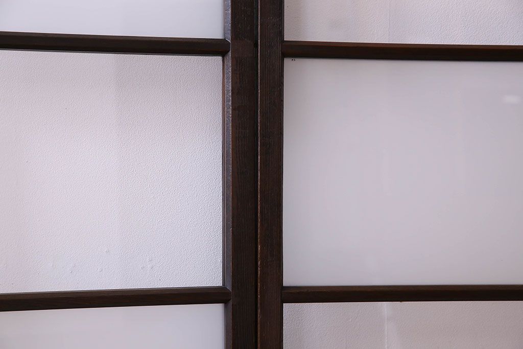 和製アンティーク　おしゃれな市松模様のガラス戸4枚セット