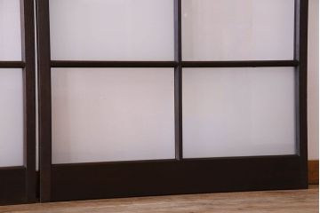 和製アンティーク　おしゃれな市松模様のガラス戸4枚セット