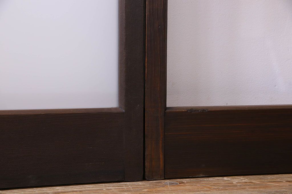 和製アンティーク　おしゃれな市松模様のガラス戸4枚セット