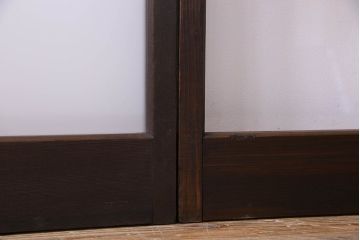 和製アンティーク　おしゃれな市松模様のガラス戸4枚セット