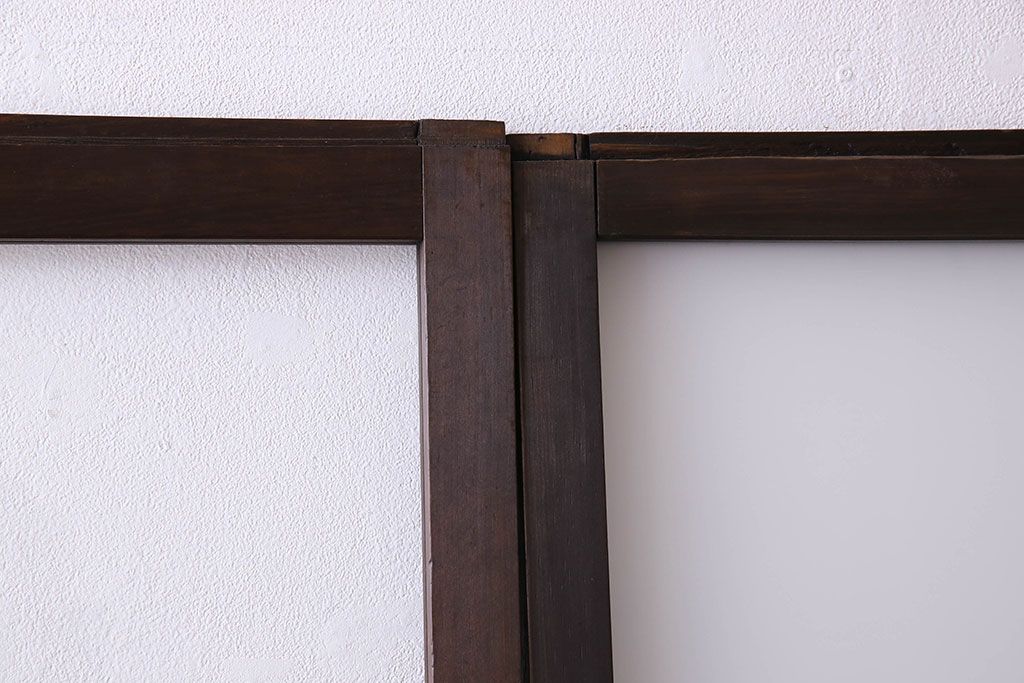 和製アンティーク　おしゃれな市松模様のガラス戸4枚セット