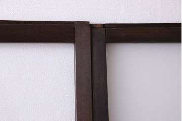 和製アンティーク　おしゃれな市松模様のガラス戸4枚セット