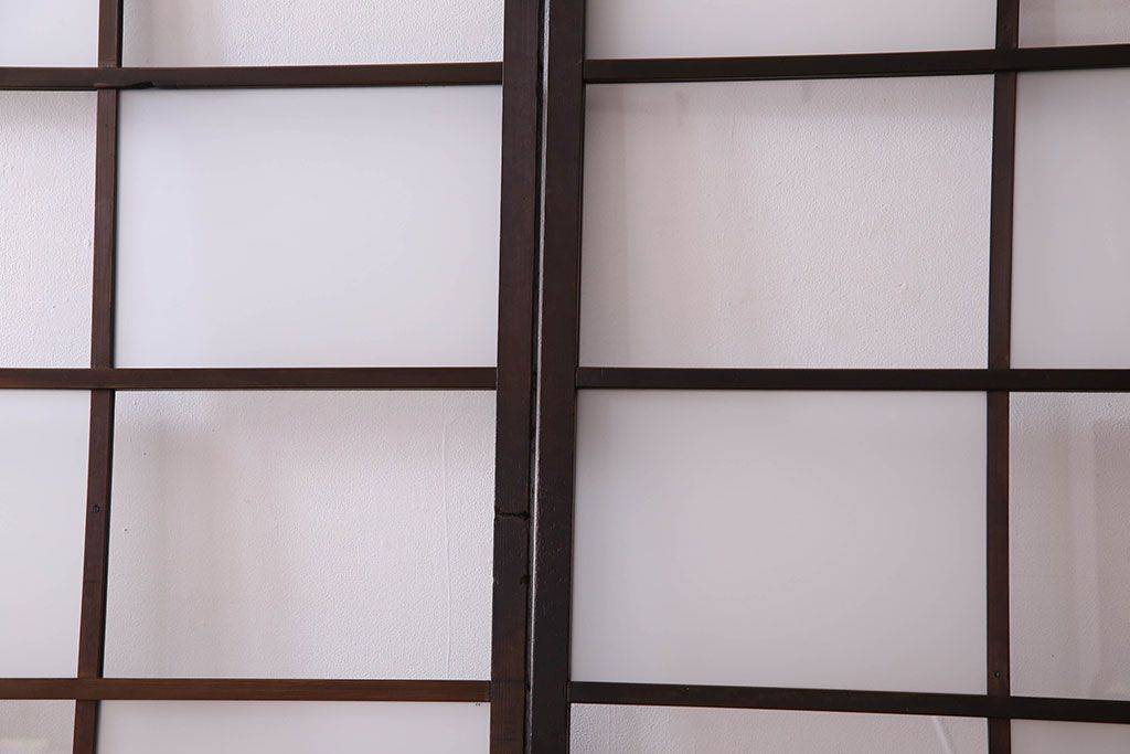 和製アンティーク　おしゃれな市松模様のガラス戸4枚セット