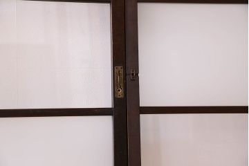 和製アンティーク　おしゃれな市松模様のガラス戸4枚セット