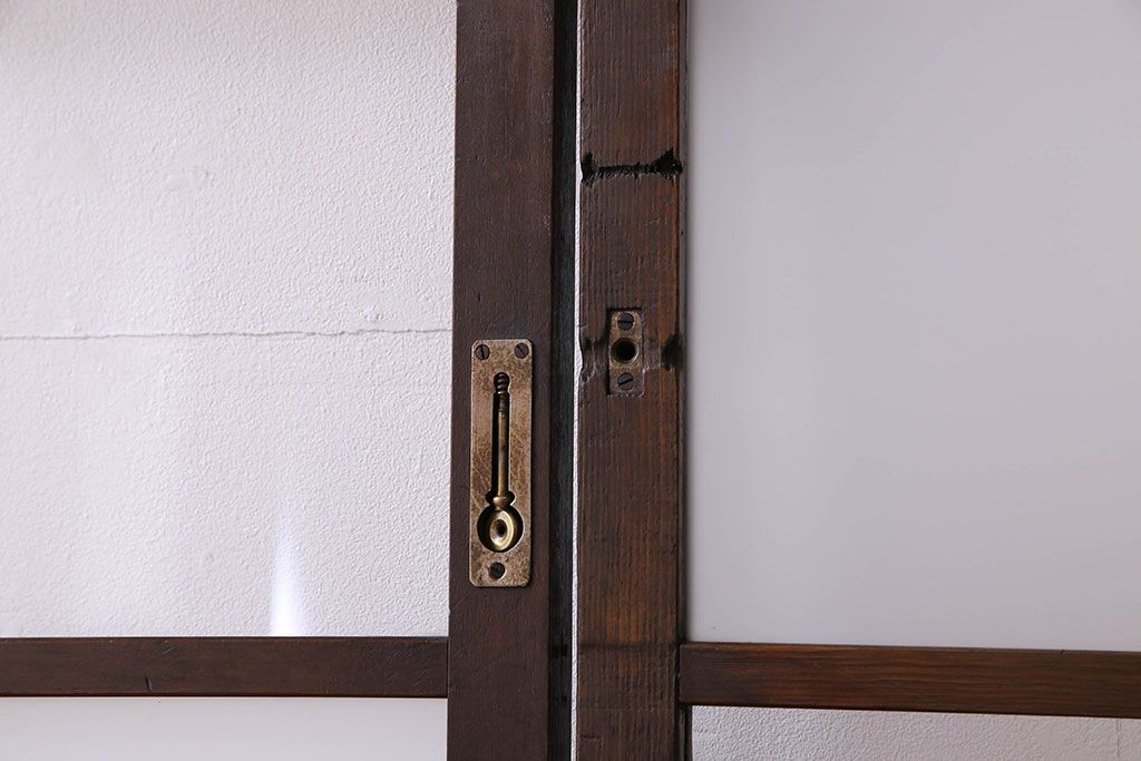 和製アンティーク　おしゃれな市松模様のガラス戸4枚セット