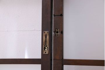 和製アンティーク　おしゃれな市松模様のガラス戸4枚セット