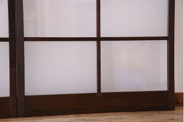 和製アンティーク　おしゃれな市松模様のガラス戸4枚セット