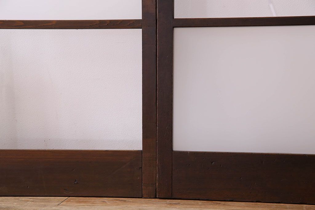 和製アンティーク　おしゃれな市松模様のガラス戸4枚セット