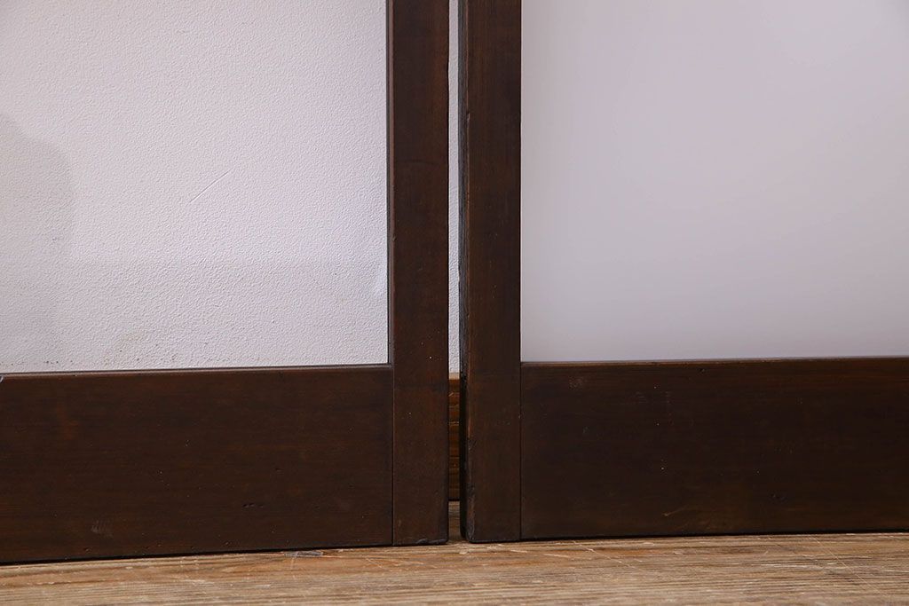 和製アンティーク　おしゃれな市松模様のガラス戸4枚セット