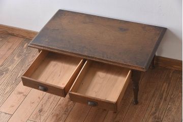 アンティーク家具　大正ロマンスタイル　天板一枚板!おしゃれなデザインの文机(テーブル・デスク)