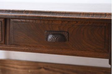 アンティーク家具　大正ロマンスタイル　天板一枚板!おしゃれなデザインの文机(テーブル・デスク)