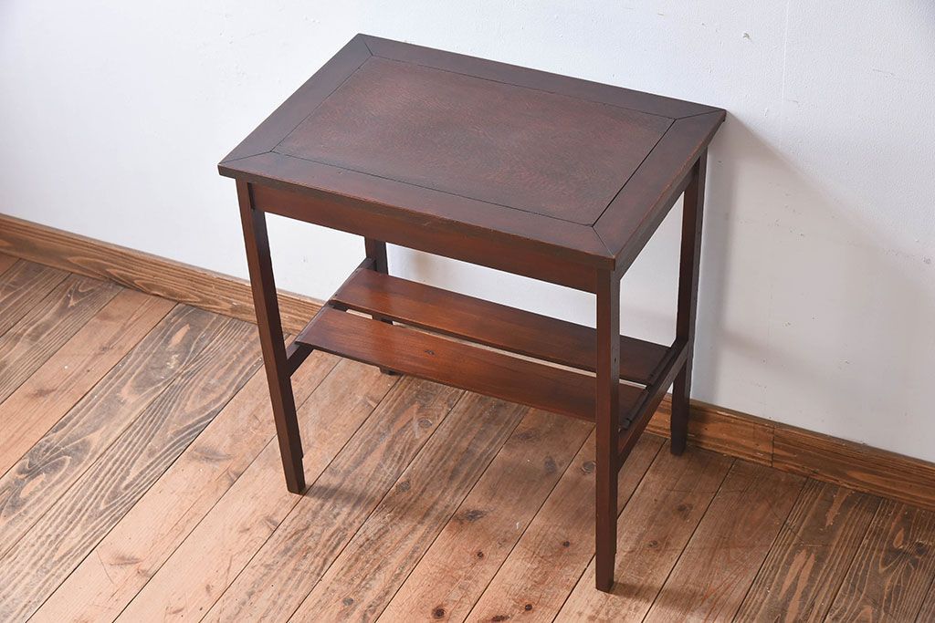 レトロ家具　レトロな古い木のサイドテーブル(作業台)