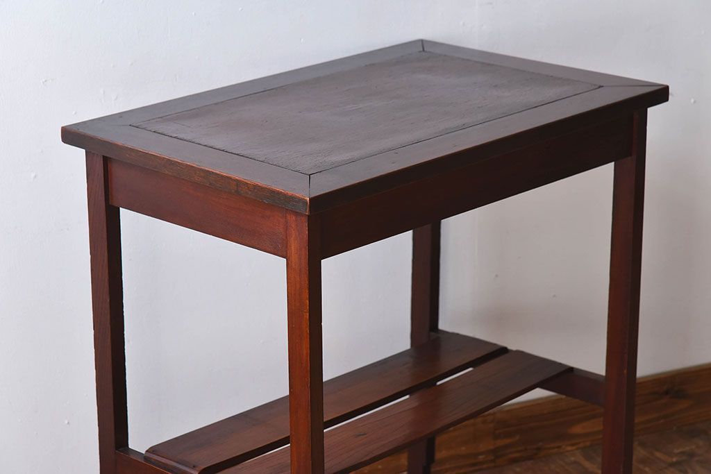 レトロ家具　レトロな古い木のサイドテーブル(作業台)