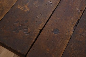 ヴィンテージ家具　アイアンフレームのシャビーなビンテージ作業台(テーブル)(1)