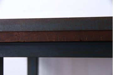 ヴィンテージ家具　アイアンフレームのシャビーなビンテージ作業台(テーブル)(1)