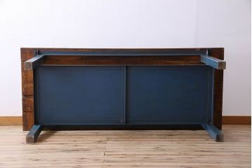 ヴィンテージ家具　アイアンフレームのシャビーなビンテージ作業台(テーブル)(1)