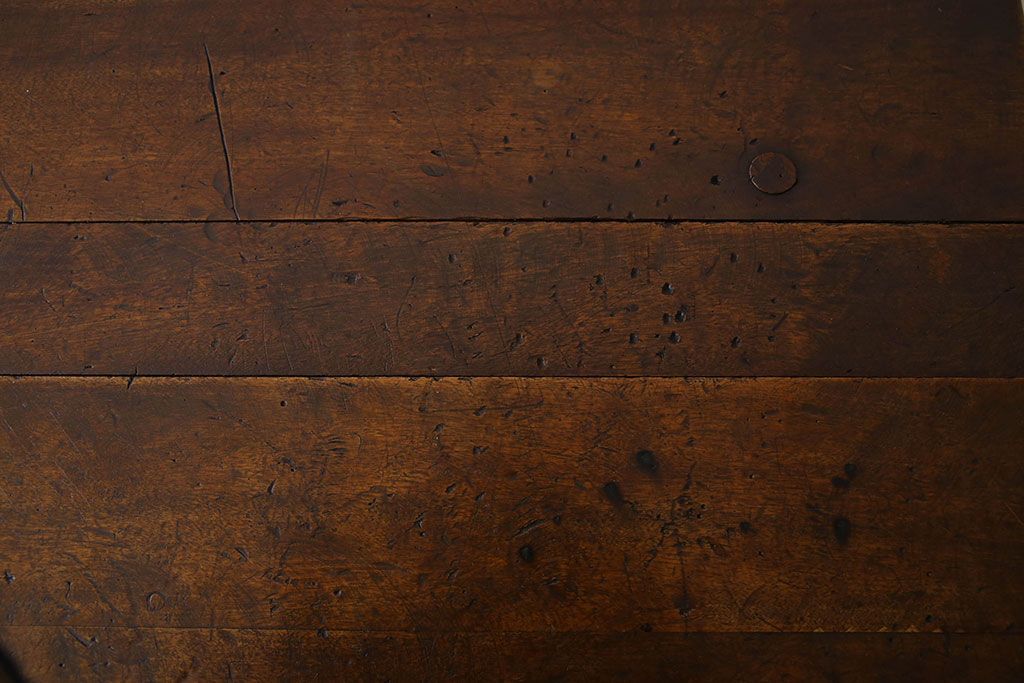 ヴィンテージ家具　アイアンフレームのシャビーなビンテージ作業台(テーブル)(3)