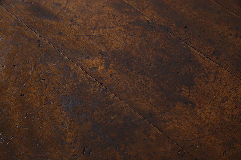 ヴィンテージ家具　アイアンフレームのシャビーなビンテージ作業台(テーブル)(3)