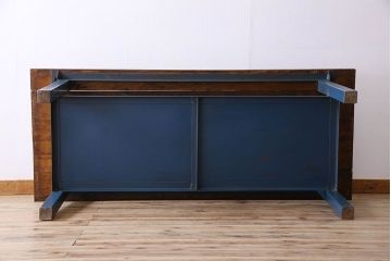 ヴィンテージ家具　アイアンフレームのシャビーなビンテージ作業台(テーブル)(3)
