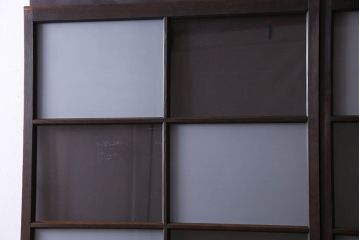 和製アンティーク　おしゃれな市松模様のガラス戸2枚セット