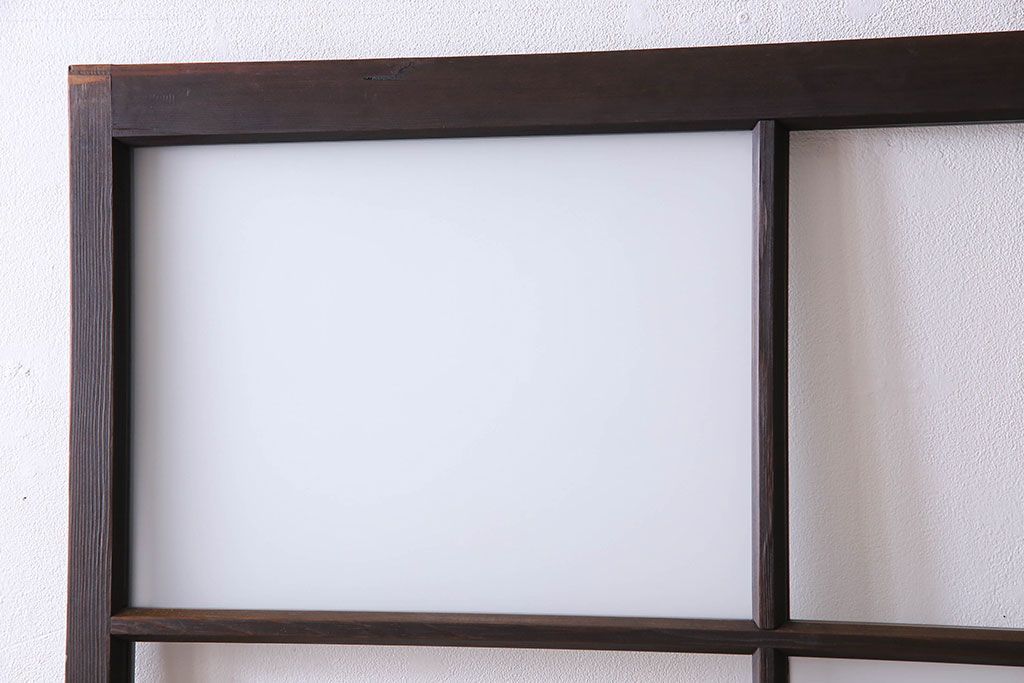 和製アンティーク　おしゃれな市松模様のガラス戸2枚セット