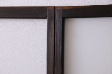 和製アンティーク　おしゃれな市松模様のガラス戸2枚セット