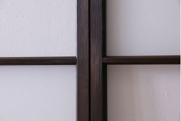 和製アンティーク　おしゃれな市松模様のガラス戸2枚セット