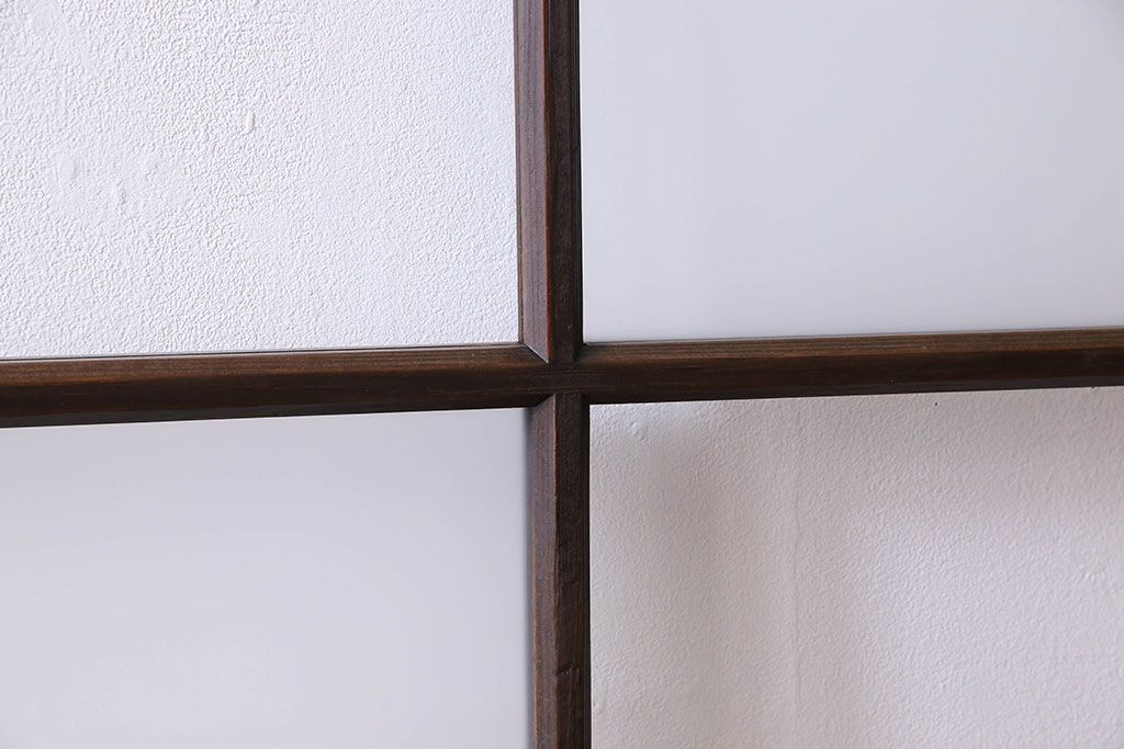 和製アンティーク　おしゃれな市松模様のガラス戸2枚セット