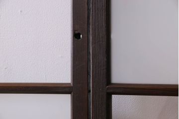 和製アンティーク　おしゃれな市松模様のガラス戸2枚セット