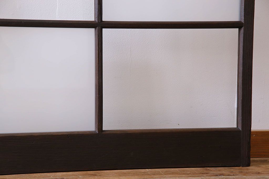 和製アンティーク　おしゃれな市松模様のガラス戸2枚セット