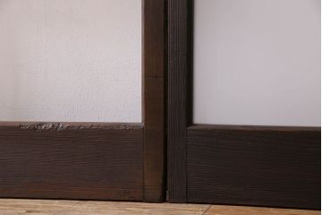 和製アンティーク　おしゃれな市松模様のガラス戸2枚セット