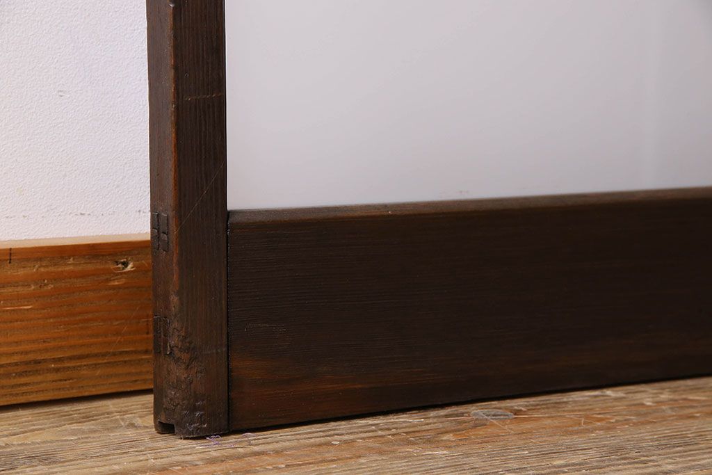 和製アンティーク　おしゃれな市松模様のガラス戸2枚セット