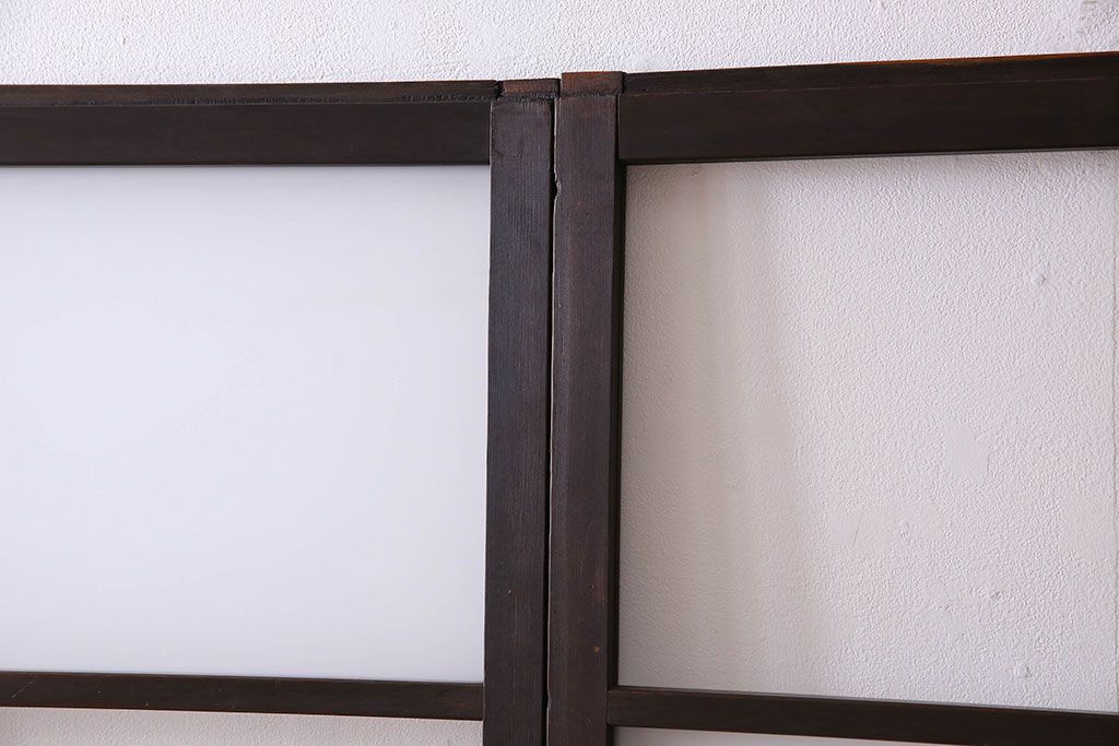 和製アンティーク　おしゃれな市松模様のガラス戸2枚セット