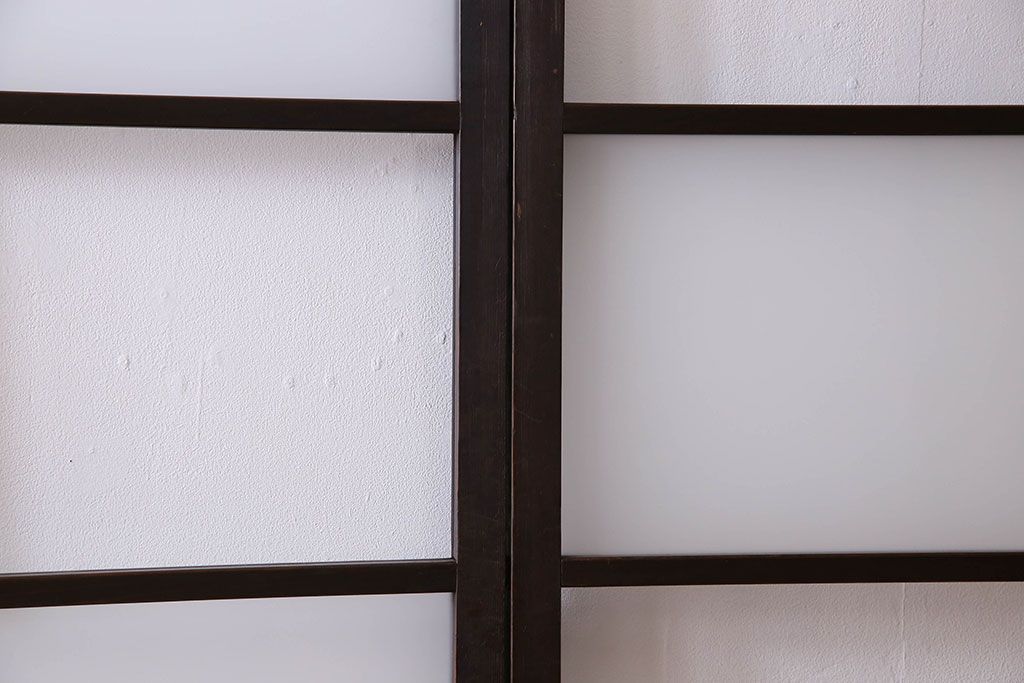 和製アンティーク　おしゃれな市松模様のガラス戸2枚セット