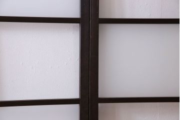 和製アンティーク　おしゃれな市松模様のガラス戸2枚セット