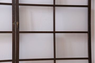 和製アンティーク　おしゃれな市松模様のガラス戸2枚セット