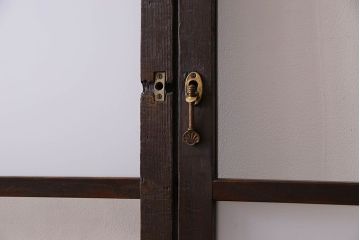 和製アンティーク　おしゃれな市松模様のガラス戸2枚セット