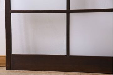 和製アンティーク　おしゃれな市松模様のガラス戸2枚セット