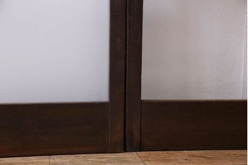 和製アンティーク　おしゃれな市松模様のガラス戸2枚セット