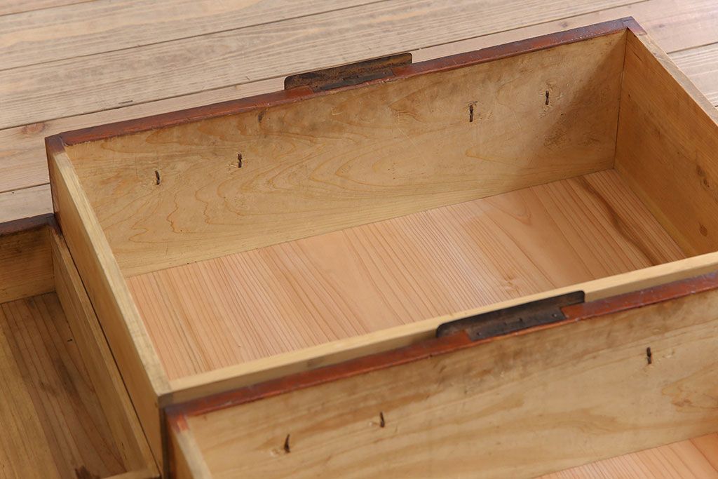 アンティーク家具　明治期　六尺　縦桟四枚引き戸　収納箪笥サイドボード(水屋箪笥)