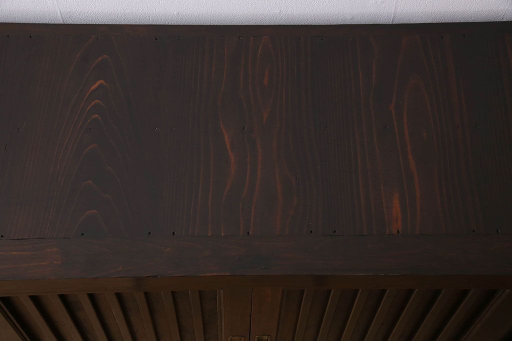 アンティーク家具　明治期　六尺　縦桟四枚引き戸　収納箪笥サイドボード(水屋箪笥)