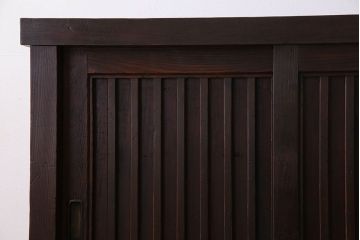 アンティーク家具　明治期　六尺　縦桟四枚引き戸　収納箪笥サイドボード(水屋箪笥)