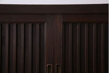 アンティーク家具　明治期　六尺　縦桟四枚引き戸　収納箪笥サイドボード(水屋箪笥)