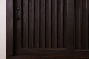 アンティーク家具　明治期　六尺　縦桟四枚引き戸　収納箪笥サイドボード(水屋箪笥)