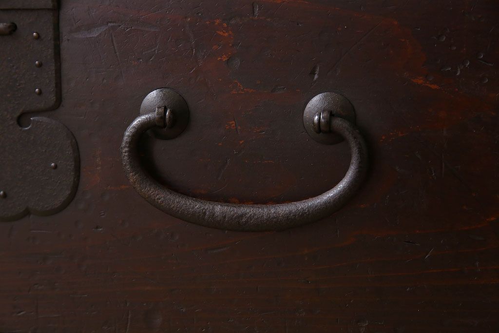 アンティーク家具　明治期　六尺　縦桟四枚引き戸　収納箪笥サイドボード(水屋箪笥)