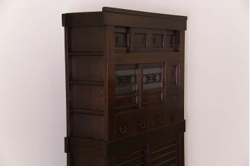 アンティーク家具　変わり型　上手物　古民具・骨董　明治大正期　二段重ね四尺水屋箪笥