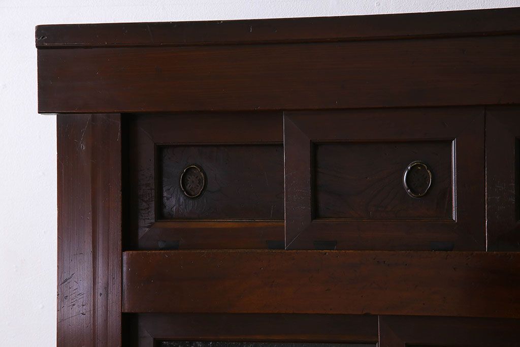 アンティーク家具　変わり型　上手物　古民具・骨董　明治大正期　二段重ね四尺水屋箪笥