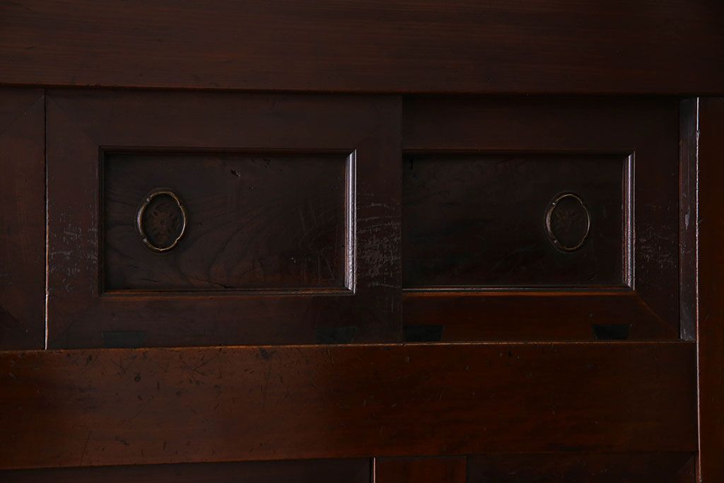 アンティーク家具　変わり型　上手物　古民具・骨董　明治大正期　二段重ね四尺水屋箪笥