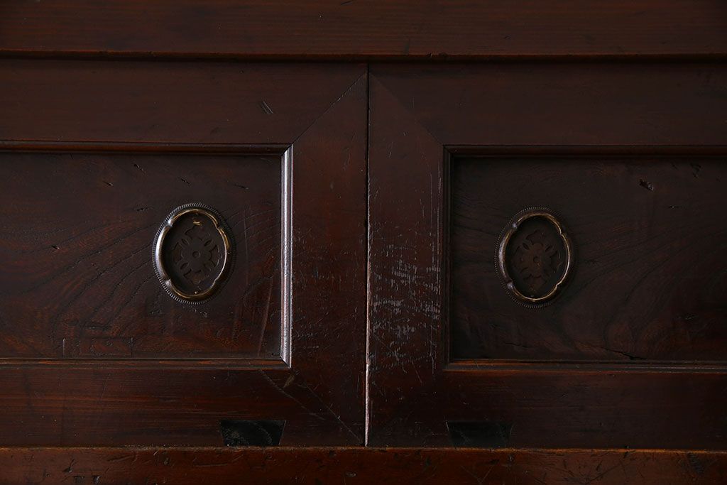 アンティーク家具　変わり型　上手物　古民具・骨董　明治大正期　二段重ね四尺水屋箪笥