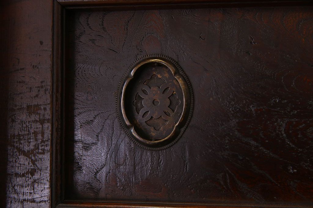 アンティーク家具　変わり型　上手物　古民具・骨董　明治大正期　二段重ね四尺水屋箪笥